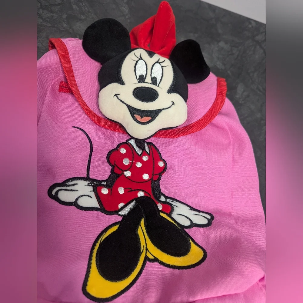 Disney Girls Minnie Mouse Plush Pink Small Backpack